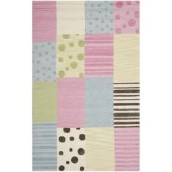 Safavieh 5 X 8 Ft. Medium Rectangle Novelty Kids Blue And Pink Hand Tufted Rug