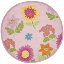 Safavieh 4 X 4 Ft. Round Novelty Kids Pink And Pink Hand Tufted Rug