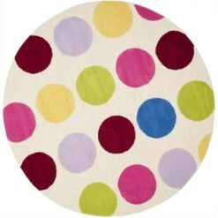 Safavieh 6 X 6 Ft. Round Novelty Kids Ivory And Multicolor Hand Tufted Rug