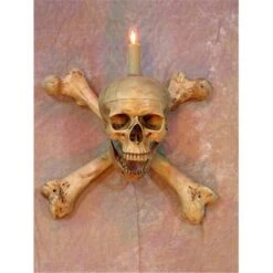Wall Sconce Skull-Bone Life-Size Skull On Femur Crossbones