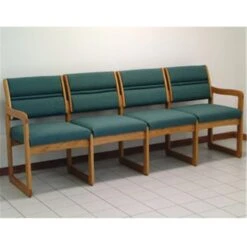 Valley Four Seat Sofa In Medium Oak - Foliage Green