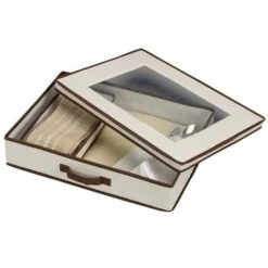 Household Essentials 545 Tabletop Set Chest Canvas With Trim-Window On Top