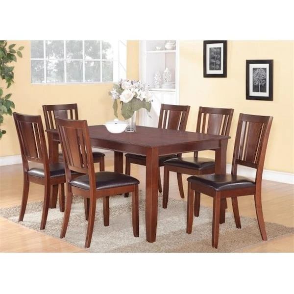 Wooden Imports Furniture DU5-MAH-LC 5 PC Dudley 36 In. X 60 In. Table And 4 Faux Leather Seat Chairs In Mahogany Finish 1 Wooden Imports Furniture DU5-MAH-LC 5 PC Dudley 36 In. X 60 In. Table And 4 Faux Leather Seat Chairs In Mahogany Finish