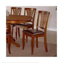 Wooden Imports Furniture AVON11-LC-SABR Avon Chair With Faux Leather Seat - Saddle Brow Finish - Pack Of 2