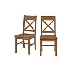 Solid Wood Antique Brown Dining Chair, 2PK