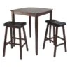 Winsome Trading 94360 3pc Inglewood High- Pub Dining Table With Cushioned Saddle Stool