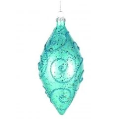 Winterland WL-TEAR-05-AQ Teardrop Ornament Aqua With Aqua Glitter
