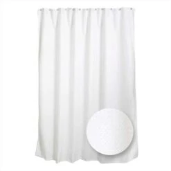 Zenith Products H21WW04 70 In. X 72 In. Spa Waffle Fabric Shower Curtain Liner In White