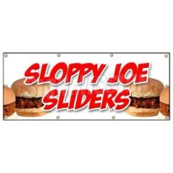 SLOPPY JOE SLIDERSBANNER SIGN Beef Chicken Bun Homemade Food Lunch Eat