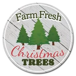 Corrugated Plastic Sign With Stakes 24in Circular-Farm Fresh Trees