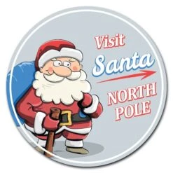 Corrugated Plastic Sign With Stakes 16in Circular-Visit Santa