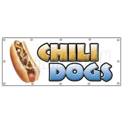 CHILI DOGS BANNER SIGN Hot Dog Cart Stand Signs Franks Dogs Wiener