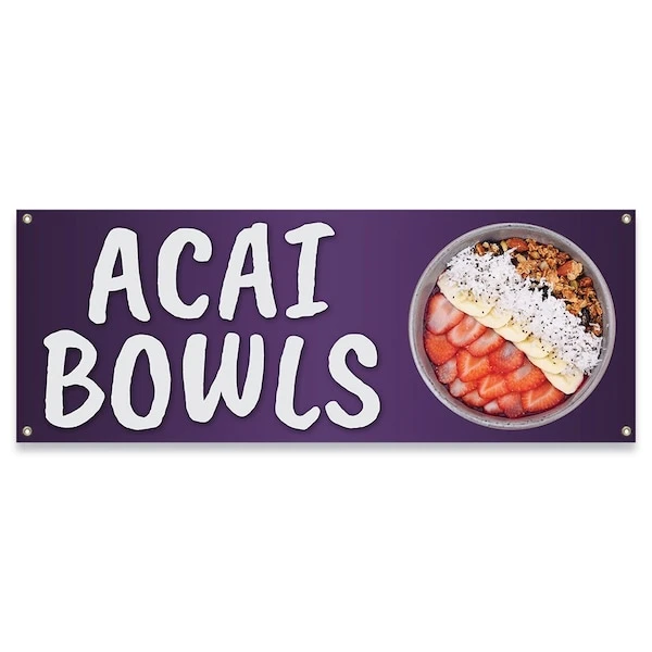 ACAI Bowls Banner Concession Stand Food Truck Single Sided 1 ACAI Bowls Banner Concession Stand Food Truck Single Sided