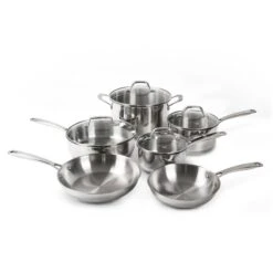 10-Piece Tri-ply Stainless Steel Pots And Pans Cookware Set, Silver