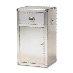 Baxton Studio Serge Silver Metal 1-Door Accent Storage Cabinet