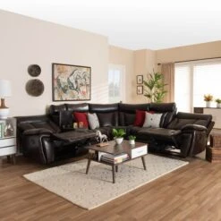 Baxton Studio Lewis Brown Faux Leather Upholstered 6-Piece Reclining Sectional Sofa -Zoro Tools Shop Wholesale20Interiors20Inc 10468xx9