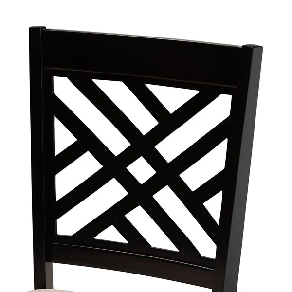 Baxton Studio Norah Sand Upholstered And Dark Brown Finished Wood 7-Piece Dining Set 8 Baxton Studio Norah Sand Upholstered And Dark Brown Finished Wood 7-Piece Dining Set - Image 8