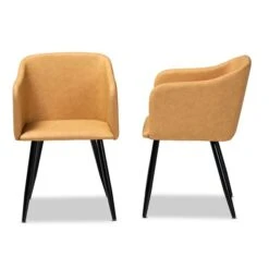 Baxton Studio Eris Tan Upholstered And Black Metal 2-Piece Dining Chair Set -Zoro Tools Shop Wholesale20Interiors20Inc 10795xx3