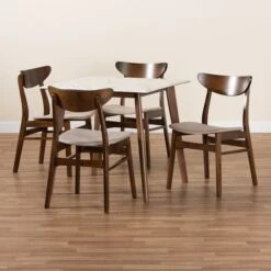 Baxton Studio Paras Mid-Century Transitional Light Beige Fabric And Walnut Brown Finished Wood 5-PC Dining Set -Zoro Tools Shop Wholesale20Interiors20Inc 10809xx11082xx8xx8dcdce