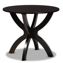 Baxton Studio Tilde Dark Brown Finished 35-Inch-Wide Round Wood Dining Table