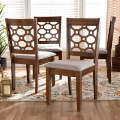 Baxton Studio Peter Grey Upholstered And Walnut Wood 4-Piece Dining Chair Set -Zoro Tools Shop Wholesale20Interiors20Inc 10951xx4