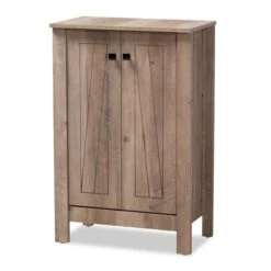 Baxton Studio Derek Modern And Contemporary Transitional Natural Oak Finished Wood 2-Door Shoe Cabinet
