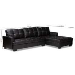 Baxton Studio Dobson Black Leather Sectional Sofa With White Stitching -Zoro Tools Shop Wholesale20Interiors20Inc 11327xx11328xx6