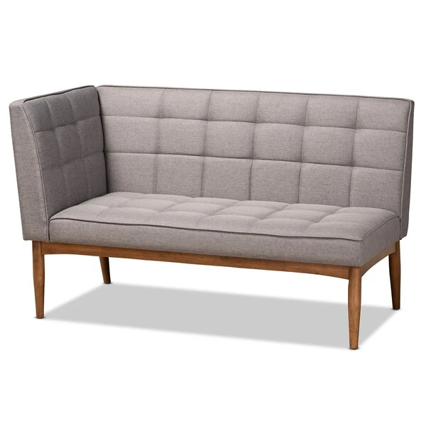 Baxton Studio Sanford Mid-Century Modern Grey Fabric And Walnut Brown Finished Wood 5-Piece Dining Nook Set 5 Baxton Studio Sanford Mid-Century Modern Grey Fabric And Walnut Brown Finished Wood 5-Piece Dining Nook Set - Image 5