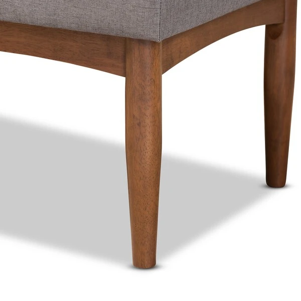 Baxton Studio Sanford Mid-Century Modern Grey Fabric And Walnut Brown Finished Wood 5-Piece Dining Nook Set 4 Baxton Studio Sanford Mid-Century Modern Grey Fabric And Walnut Brown Finished Wood 5-Piece Dining Nook Set - Image 4