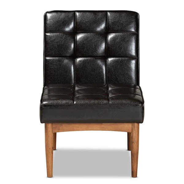 Baxton Studio Sanford Mid-Century Modern Dark Brown Faux Leather And Walnut Brown Finished Wood Dining Chair 3 Baxton Studio Sanford Mid-Century Modern Dark Brown Faux Leather And Walnut Brown Finished Wood Dining Chair - Image 3