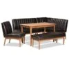 Baxton Studio Daymond Mid-Century Dark Brown Faux Leather And Walnut Brown Finished Wood 5-PC Dining Nook Set