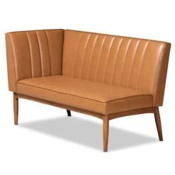 Baxton Studio Daymond Mid-Century Tan Faux Leather And Walnut Brown Finished Wood 2-PC Dining Nook Banquette Set -Zoro Tools Shop Wholesale20Interiors20Inc 11352xx3xxff9c3a