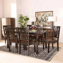 Baxton Studio Luisa Modern And Contemporary Two-Tone Dark Brown And Walnut Brown Finished Wood 7-Piece Dining Set -Zoro Tools Shop Wholesale20Interiors20Inc 11384xx10519xx7xx8d1275