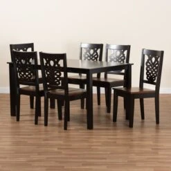 Baxton Studio Luisa Modern And Contemporary Two-Tone Dark Brown And Walnut Brown Finished Wood 7-Piece Dining Set -Zoro Tools Shop Wholesale20Interiors20Inc 11384xx10519xx8xxd7e176