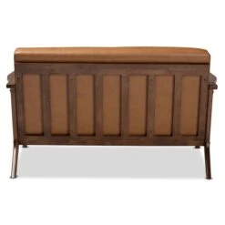 Baxton Studio Bianca Mid-Century Modern Walnut Brown Finished Wood And Tan Faux Leather Effect Loveseat -Zoro Tools Shop Wholesale20Interiors20Inc 11393xx4xx887611