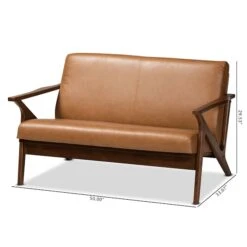 Baxton Studio Bianca Mid-Century Modern Walnut Brown Finished Wood And Tan Faux Leather Effect Loveseat -Zoro Tools Shop Wholesale20Interiors20Inc 11393xx9xxa632ac
