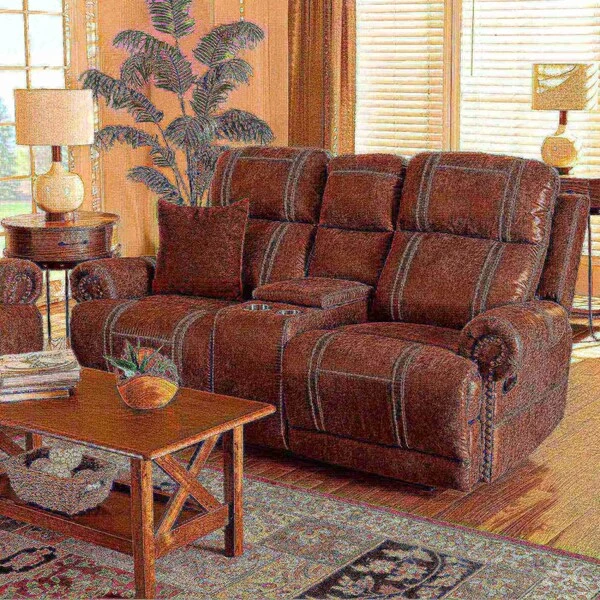 Baxton Studio Buckley Modern And Contemporary Light Brown Faux Leather 2-Seater Reclining Loveseat With Console 5 Baxton Studio Buckley Modern And Contemporary Light Brown Faux Leather 2-Seater Reclining Loveseat With Console - Image 5