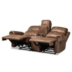 Baxton Studio Buckley Modern And Contemporary Light Brown Faux Leather 2-Seater Reclining Loveseat With Console 16 Baxton Studio Buckley Modern And Contemporary Light Brown Faux Leather 2-Seater Reclining Loveseat With Console -Zoro Tools Shop Wholesale20Interiors20Inc 11437xx3xx246b7b