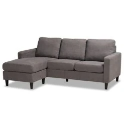 Baxton Studio Miles Modern And Contemporary Grey Fabric Sectional Sofa With Left Facing Chaise