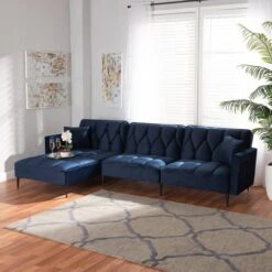 Baxton Studio Galena Contemporary Navy Blue Velvet And Black Metal Sectional Sofa With Left Facing Chaise -Zoro Tools Shop Wholesale20Interiors20Inc 11703xx5xxb6bffb