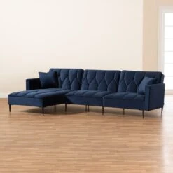 Baxton Studio Galena Contemporary Navy Blue Velvet And Black Metal Sectional Sofa With Left Facing Chaise -Zoro Tools Shop Wholesale20Interiors20Inc 11703xx7xx080b25