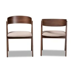 Baxton Studio Danton Mid-Century Beige Fabric Upholstered And Walnut Brown Finished Wood Dining Chair Set(2PC) PR -Zoro Tools Shop Wholesale20Interiors20Inc 11704xx2xxd4b028