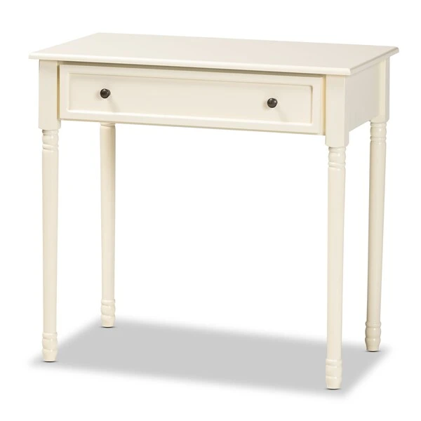 Baxton Studio Mahler Traditional White Finished Wood 1-Drawer Console Table 7 Baxton Studio Mahler Traditional White Finished Wood 1-Drawer Console Table - Image 7