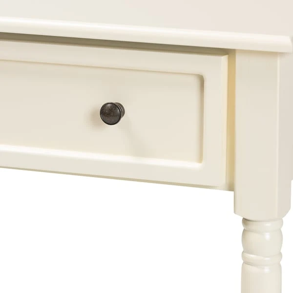 Baxton Studio Mahler Traditional White Finished Wood 1-Drawer Console Table 3 Baxton Studio Mahler Traditional White Finished Wood 1-Drawer Console Table - Image 3