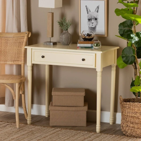 Baxton Studio Mahler Traditional White Finished Wood 1-Drawer Console Table 1 Baxton Studio Mahler Traditional White Finished Wood 1-Drawer Console Table