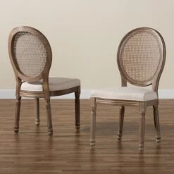 Baxton Studio Louis Traditional Beige Fabric Upholstered Wood And Rattan Dining Chair Set(2PC) PR -Zoro Tools Shop Wholesale20Interiors20Inc 12335xx8xx2fdf55