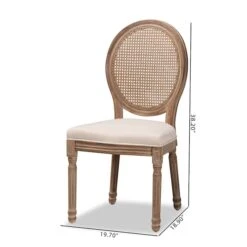 Baxton Studio Louis Traditional Beige Fabric Upholstered Wood And Rattan Dining Chair Set(2PC) PR -Zoro Tools Shop Wholesale20Interiors20Inc 12335xx9xx5aec62