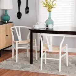 Baxton Studio Paxton Modern White Finished Wood 2Piece Dining Chair Set