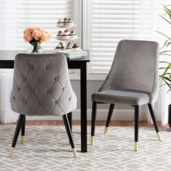 Baxton Studio Giada Glam And Luxe Grey Velvet Fabric And Dark Brown Finished Wood Dining Chair Set2PC -Zoro Tools Shop Wholesale20Interiors20Inc 12382xx8xx4a69f6 1