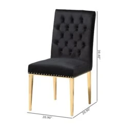Baxton Studio Caspera Contemporary Glam And Luxe Black Velvet Fabric And Gold Metal 2Piece Dining Chair Set -Zoro Tools Shop Wholesale20Interiors20Inc 12905xx10xx0da393